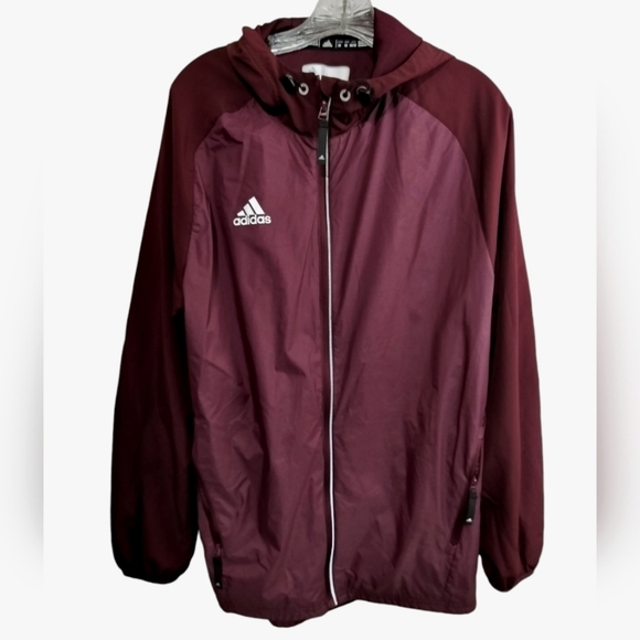 adidas Other - M446)Adidas Men Maroon Burgundy Zip Front Track Hoodie Windbreaker Medium
